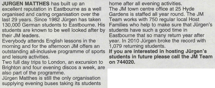 Sprachreisen - Pressebericht vom Tagesblatt Herald